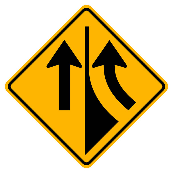 Warning road sign merging from the right - ベクター画像