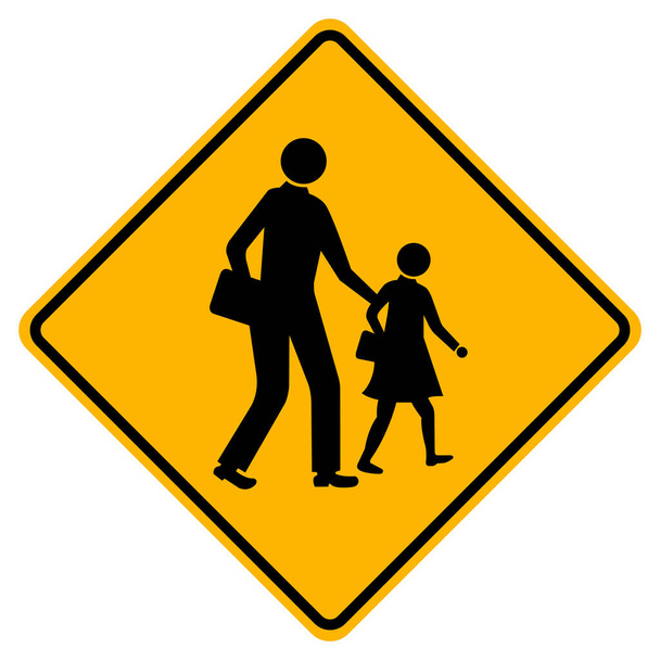 Warning School Traffic Road Sign - Vector, Image