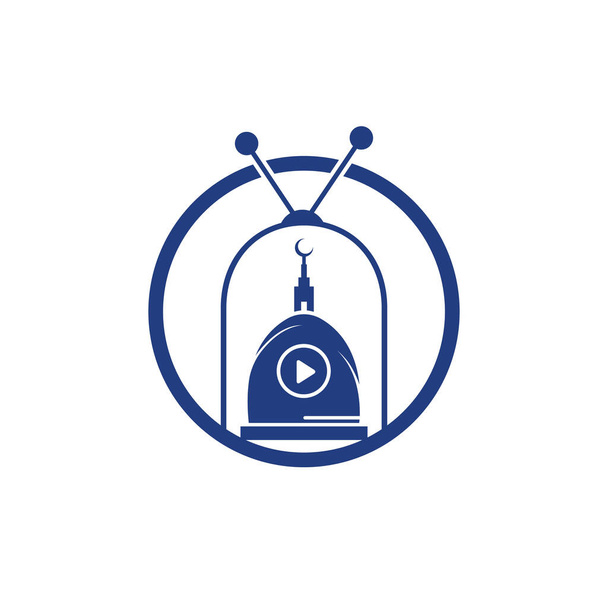Muslimský televizní vektor logo design šablony. Koncept loga islámských médií. - Vektor, obrázek