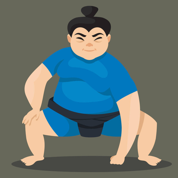 Female sumo wrestler in attacking position. - Vector, Image
