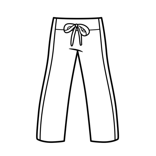 Drawstring sweatpants for girls outline for coloring on a white background - Vector, Image
