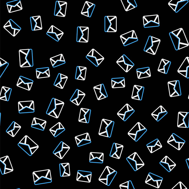 Čára Obálka ikona izolované bezešvé vzor na černém pozadí. Symbol dopisu e-mailem. Vektor - Vektor, obrázek