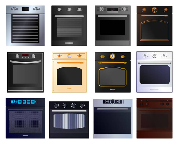Oven isolated cartoon set icon.Vector illustration illustration electric stove on white background .Cartoon vector set icon oven . - Vector, Image