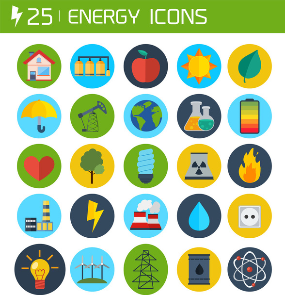 Flat energy vector icons - Vector, Image