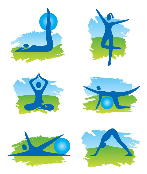 Fitness in the nature icons - Vector, Image