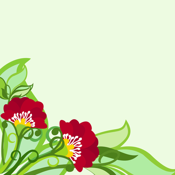 Floraler Hintergrund mit Mohn und Blättern - Vektor, Bild