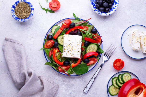 Greek salad with feta cheese and vegetables - Photo, Image