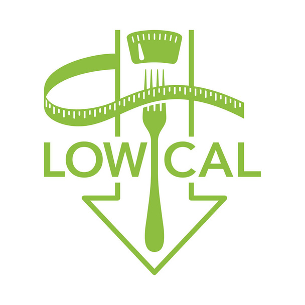 Low cal icon - scales with fork and arrow down - Vector, Image