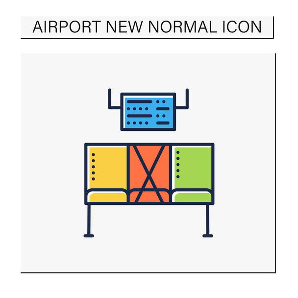  Társadalmi távolság a repülőtér színes ikon - Vektor, kép