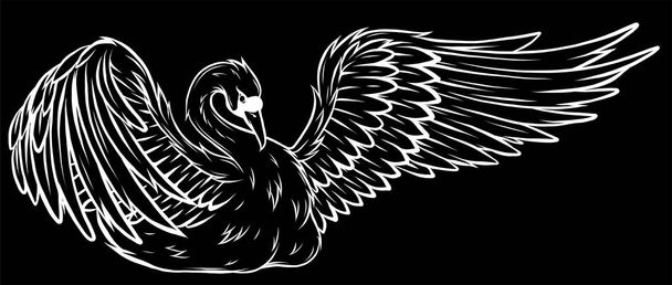 silhouette Swan. Hand drawn vector illustration of a swan - Vector, Image