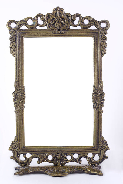 Antique blank photo frame with isolated white interior - Photo, Image