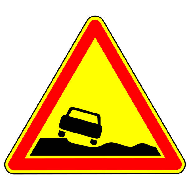 aviso sinalização rodoviária beira da estrada perigosa. regras de trânsito e condução segura. ilustração vetorial. - Vetor, Imagem