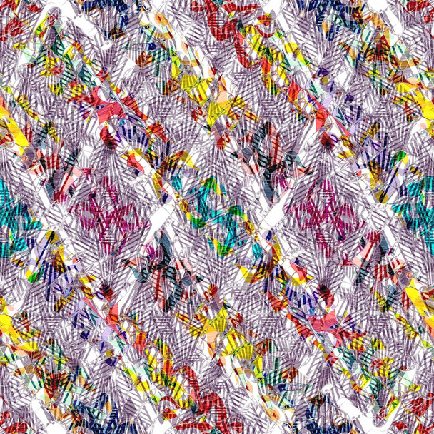 Rainbow camo grunge mash up textuur achtergrond. Kleurrijke gewaagde onregelmatige verontruste naadloze patroon. Modern boho kleurstof linnen textiel. Zachte inrichting home decor. Decoratieve vlek gevlekte allover print - Foto, afbeelding