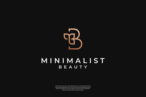 Modèle minimaliste élégant de conception initiale de logo B et feuille - Vecteur, image