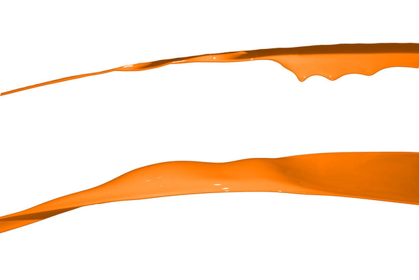 Pintura laranja respingo isolado no fundo branco. - Foto, Imagem