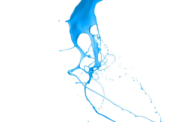 Pintura azul salpicos isolados no fundo branco. - Foto, Imagem