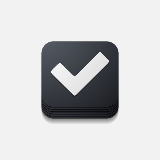 square button: tick - Vector, afbeelding