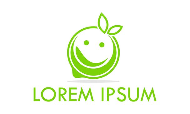 Yeşil Renkli Basit Gülümseyen Limonlu Logo Tasarımı - Vektör, Görsel