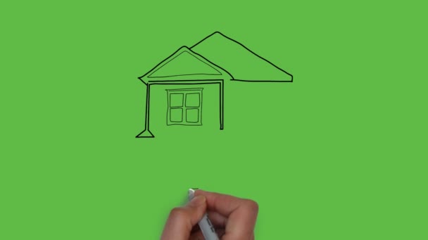piirustus kodin taidetta väriyhdistelmä vihreällä taustalla - Materiaali, video