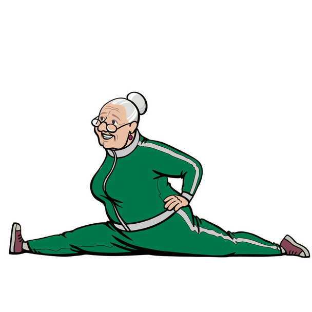 La abuela enérgica se sienta en un cordel - Vector, Imagen