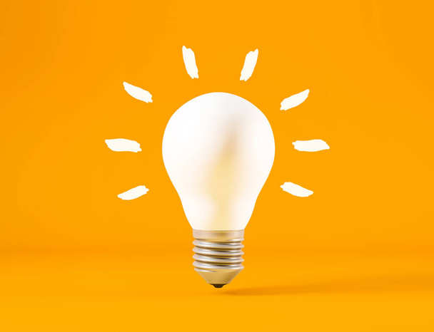 Light bulb isolated from orange background, idea concept - Photo, Image