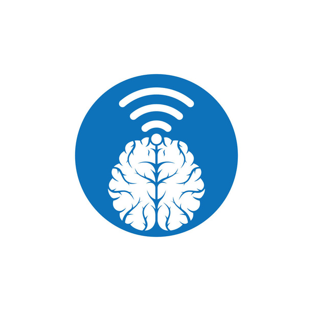 Signo de diseño de logotipo de cerebro y wifi. Educación, tecnología y formación empresarial. icono del logotipo del cerebro Wi-Fi. - Vector, Imagen