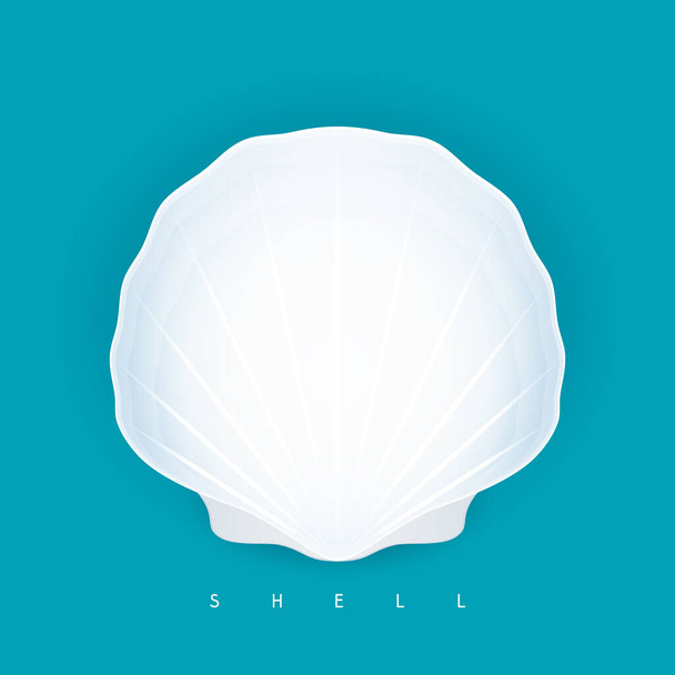 Seashell isolato su sfondo blu - Vettoriali, immagini