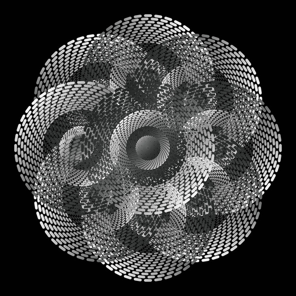 Tečkovaný půltónový vektorový spirálový barevný vzor nebo textura. Stipple tečka pozadí s elipsy - Vektor, obrázek