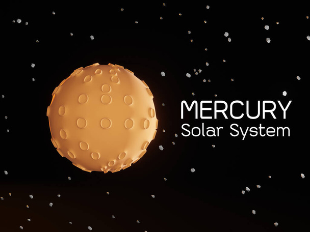 mercure dans un fond spatial, planète dans le système solaire - rendu 3d - Photo, image