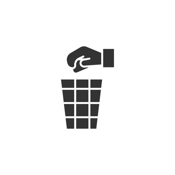 Значок мусорного бака выделен на белом фоне. Мусорный символ современный, простой, векторный, иконка для дизайна сайта, мобильное приложение, ui. Векторная миграция - Вектор,изображение