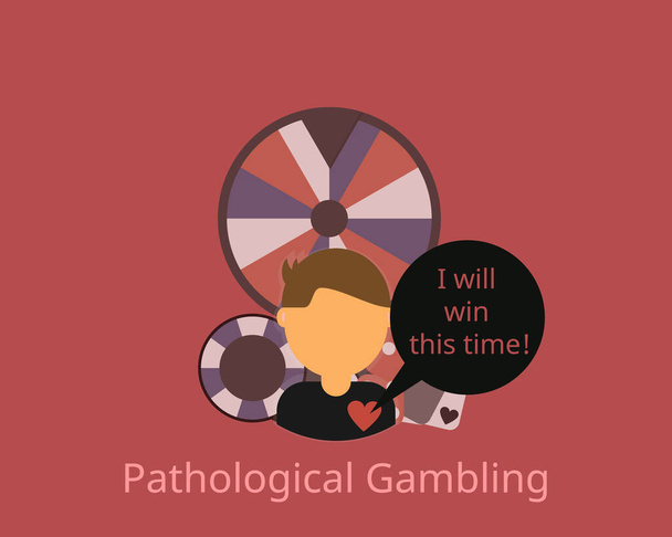 Παθολογικά τυχερά παιχνίδια ή συνδυαστικά τυχερά παιχνίδια τα οποία δεν είναι σε θέση να αντισταθούν στις παρορμήσεις σε φορείς τυχερών παιχνιδιών - Διάνυσμα, εικόνα