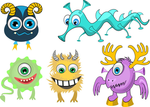 Cartoon monster. Fantastic monsters with a kind character - Vector, Image