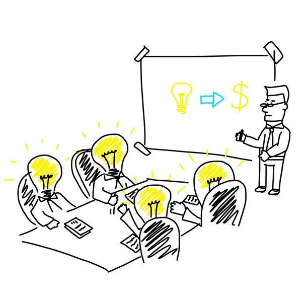 Vektor von Geschäftstreffen und Brainstorming-Präsentation für Co - Vektor, Bild