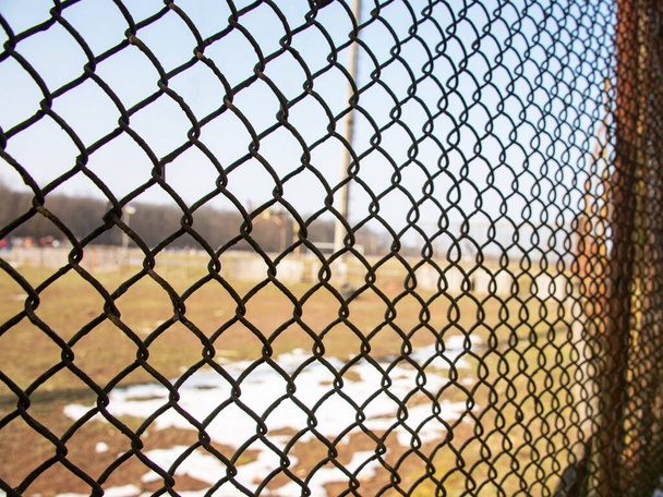 Metal mesh rabitz on nature outdoor industrial protection - Fotografie, Obrázek