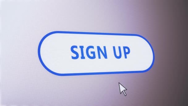 Regisztráljon szöveg gomb ikon kattintson az egér címke animáció - Felvétel, videó
