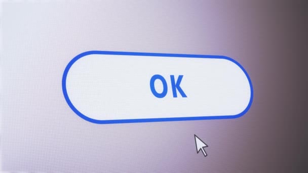 Ok icono botón de texto haga clic en la etiqueta del ratón etiqueta animación - Metraje, vídeo
