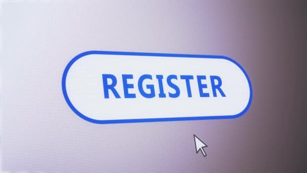 Regisztrálás ikon gomb szöveg kattintás egér címke animáció - Felvétel, videó