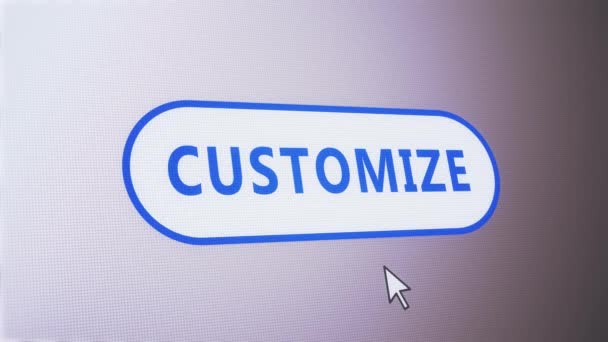 Personalizar icono de botón de texto haga clic en la etiqueta del ratón animación etiqueta - Metraje, vídeo