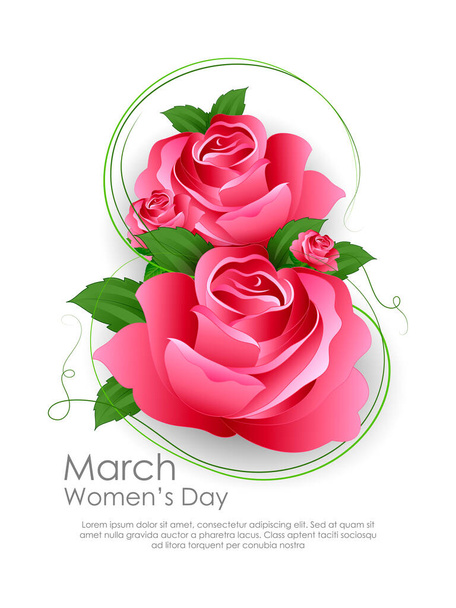 Happy International Women's Dayのイラスト3月8日ご挨拶背景 - ベクター画像