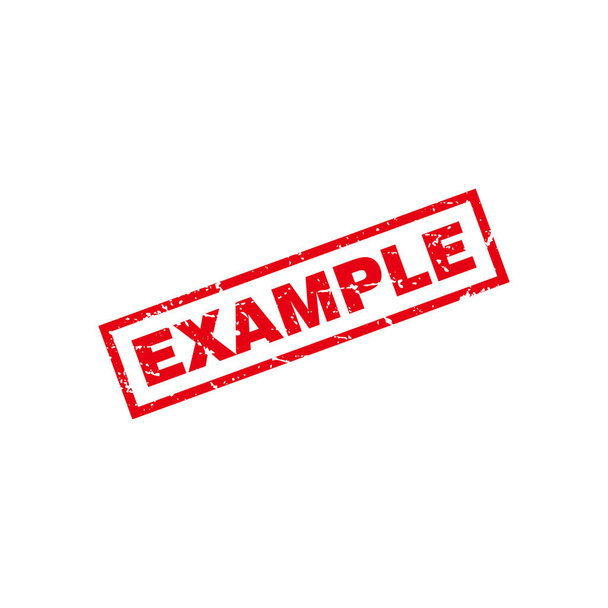 Ejemplo de Grungy rojo abstracto Vector de ilustración de signo de sello de goma, sello de texto de ejemplo, marca, plantilla de diseño de etiqueta - Vector, imagen