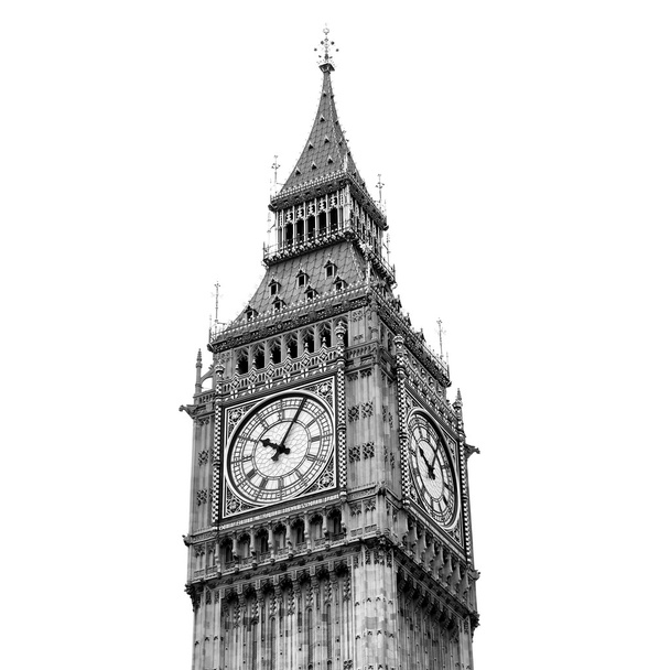Big Bena, domy Parlamentu, Pałac westminster, Londyn Architektura gotycka - wysoki zakres dynamiki hdr - czarno-białe - Zdjęcie, obraz