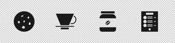 Set Galleta o galleta, cafetera V60, frasco de café e icono de menú. Vector. - Vector, imagen