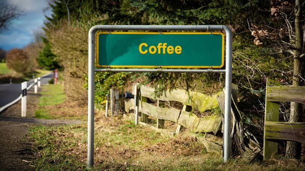 Вуличний знак шлях до кави
 - Фото, зображення