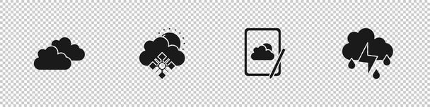 Set Cloud, with snow and sun, Weather forecast and rain lightning icon. Vector. - Vector, Image