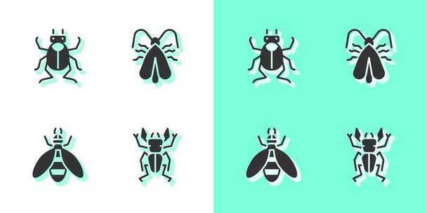 Set Escarabajo ciervos, insectos, y la ropa icono de la polilla. Vector. - Vector, Imagen
