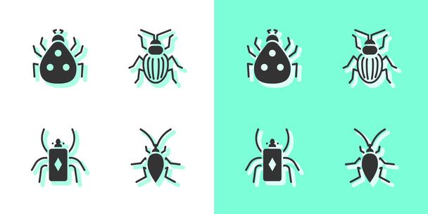 Définir l'icône Cafard, coccinelle, scarabée et scarabée. Vecteur. - Vecteur, image