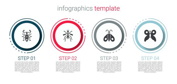 Set Beetle deer, Mosquito, Butterfly and . Business infographic template. Vector. - Vector, Image