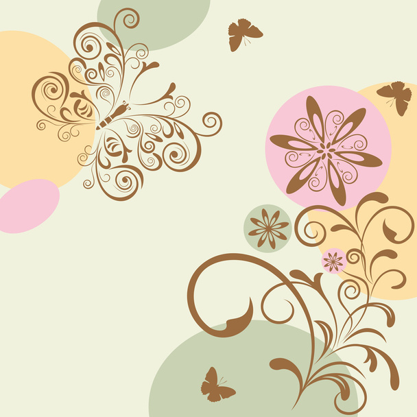 Abstract Floral and Butterfly - Vector, Image