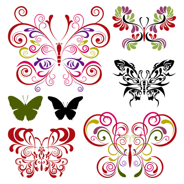 Butterfly elements set - Vetor, Imagem
