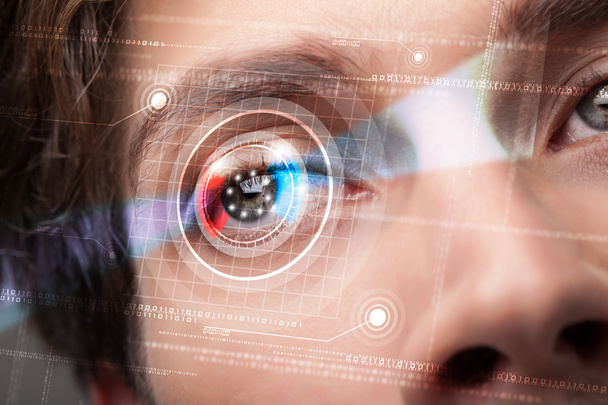 Cyber man with technolgy eye looking - Zdjęcie, obraz